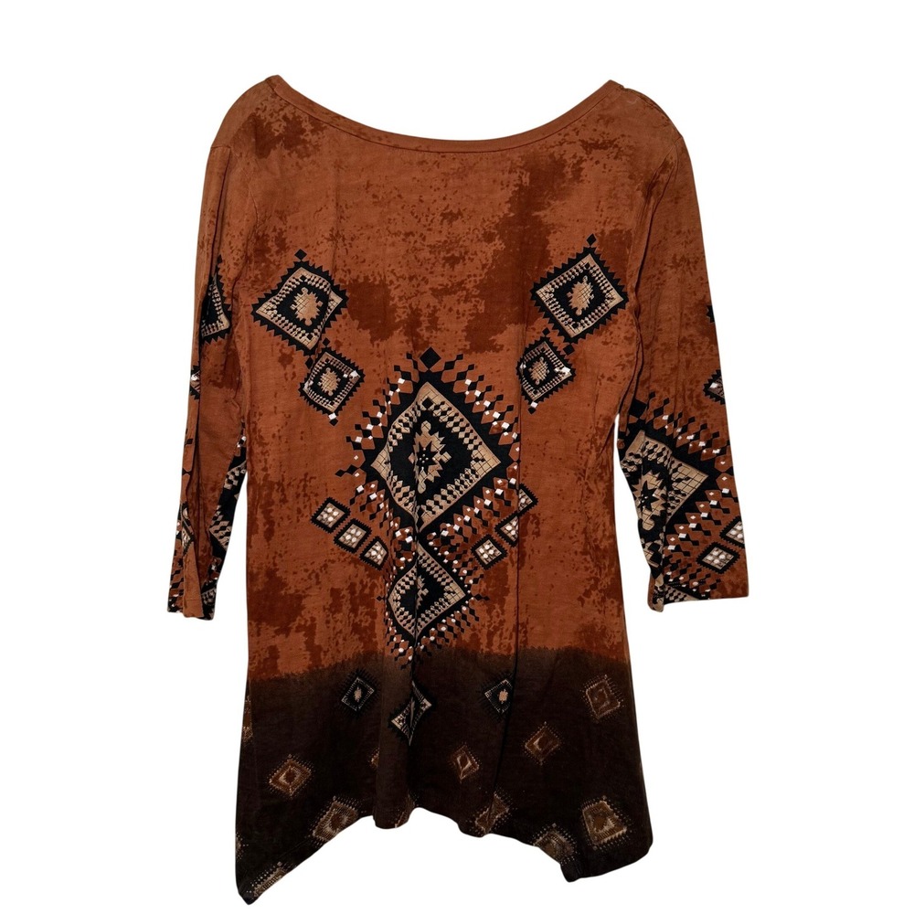 Collections‎ Etc Boho Aztec Rust Tunic Cotton Festival Earthy India Top Women M - Picture 5 of 8
